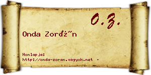 Onda Zorán névjegykártya